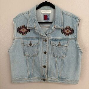 Embroidered Denim Vest